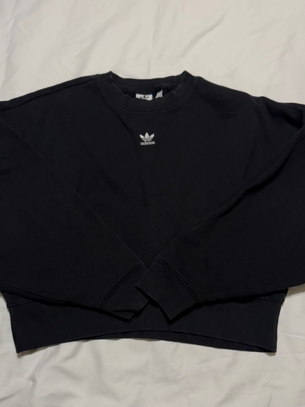 Adidas Originals Black Cropped Crewneck Sweatshirt